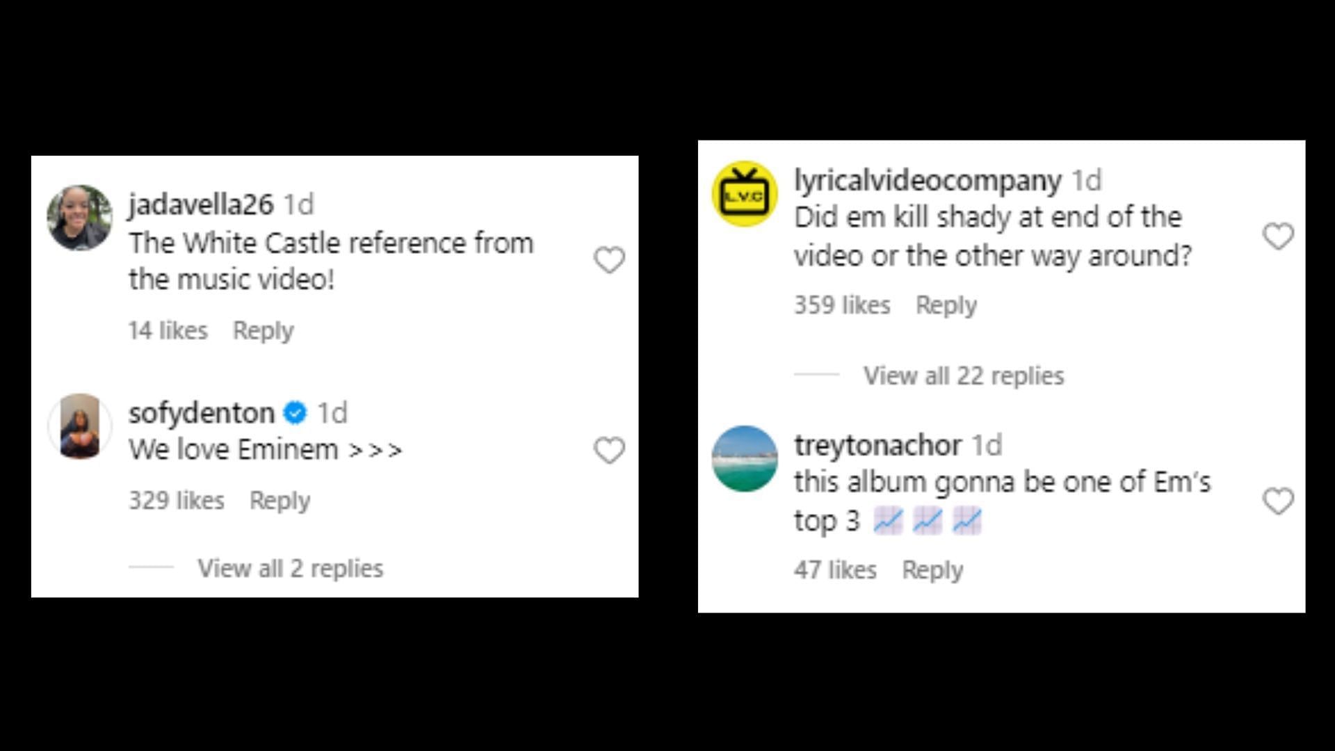 Netizens post their reactions in the comments section (Image via Instagram/eminem)